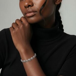 Elegant Silver-Tone Tennis Bracelet - Women Jewelry